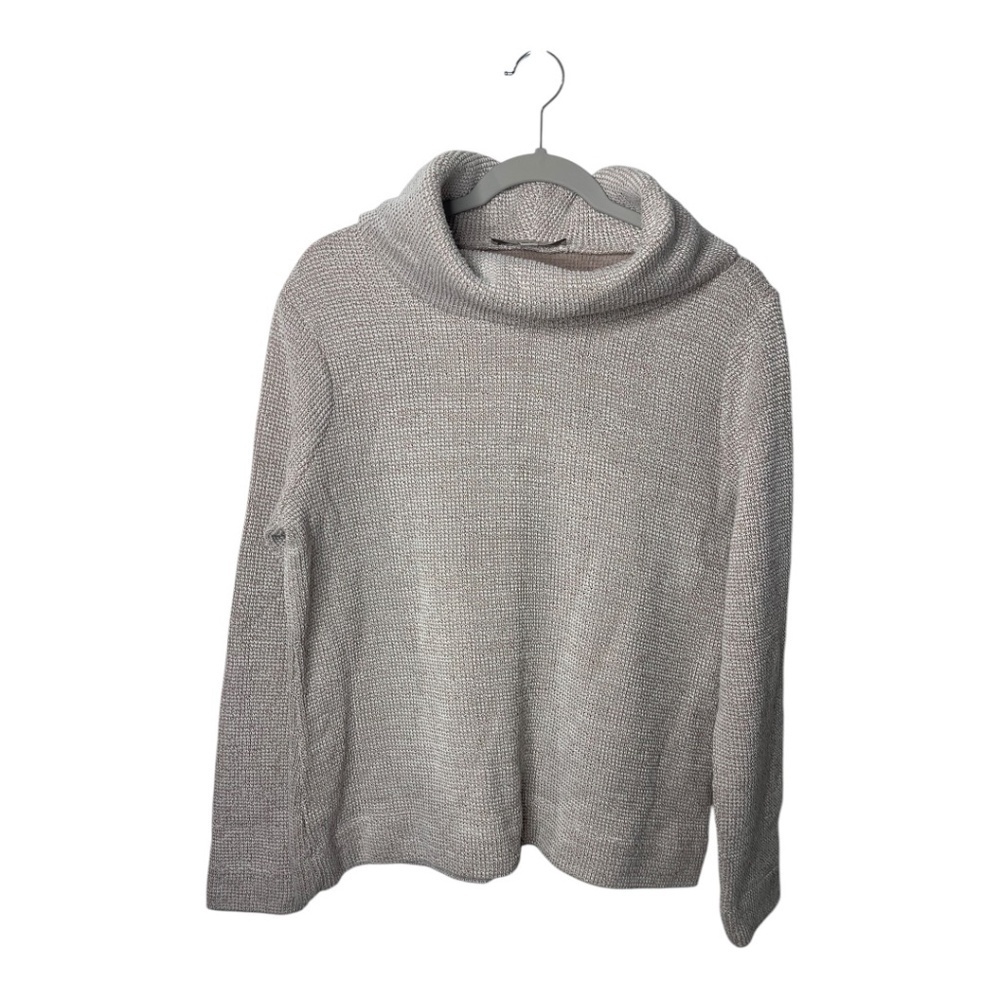 Loft‎ Cowl Neck Knit Cream Minimalist Cotton Blend Long Sleeve Sweater L